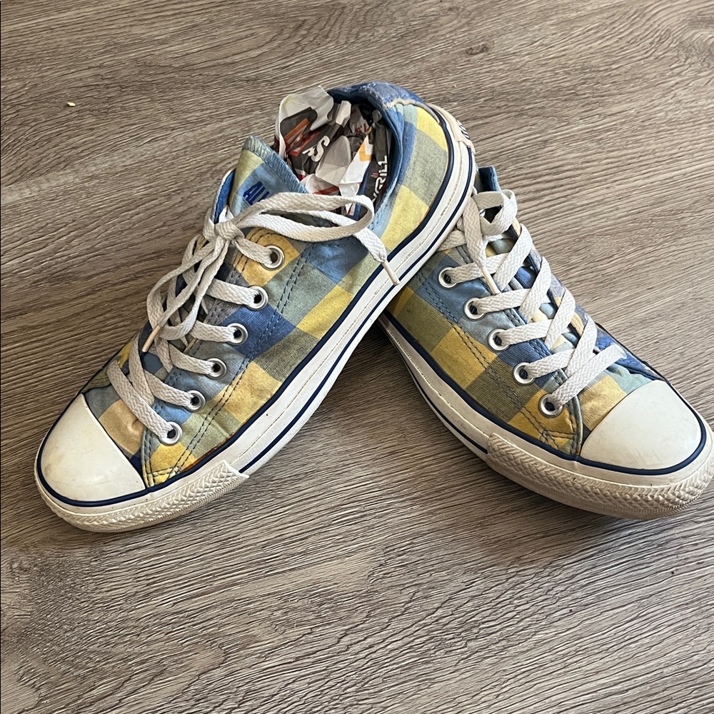 *Converse Blue and Yellow Plaid Sneakers